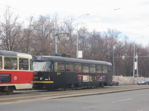 T3 tzv. Pohřební tramvaj na lince 10 u zastávky 